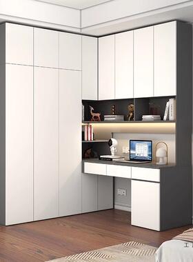 EN级F衣柜转电脑桌角组合小户连型57619卧室家用L拐角书桌柜一体