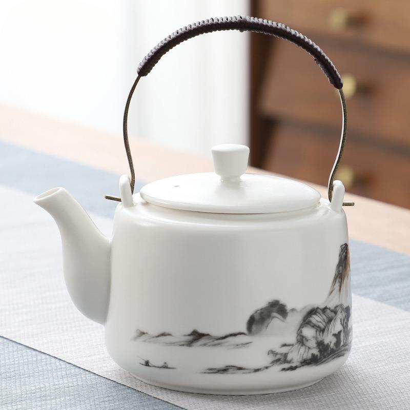 羊瓷脂玉白茶壶陶瓷默认项单壶壶家用冷开水壶容量凉水耐大高温泡