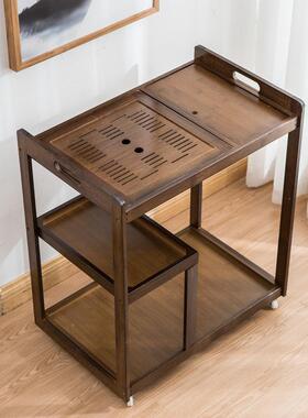 桌家用小茶台楠竹动茶几茶车客厅阳烧水泡茶柜茶77166具移收纳台