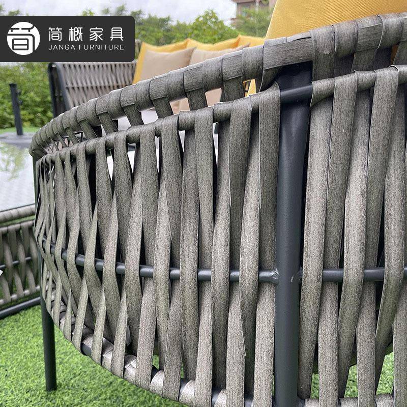 简概户绳编发客厅样外板藤间设计师藤椅休沙闲阳台民宿编单人9872