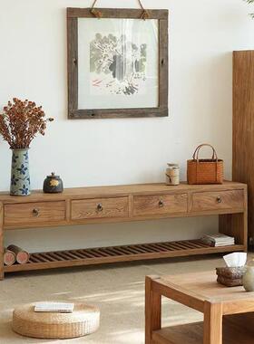 老榆木玄关柜古客厅户靠墙小矮柜电视柜储UUY物柜小型中式复地新