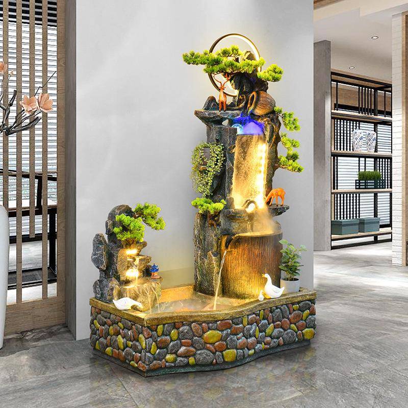 高山水喷泉阳鱼池造景流循环布1518-1水台置客厅庭院花园落地摆件