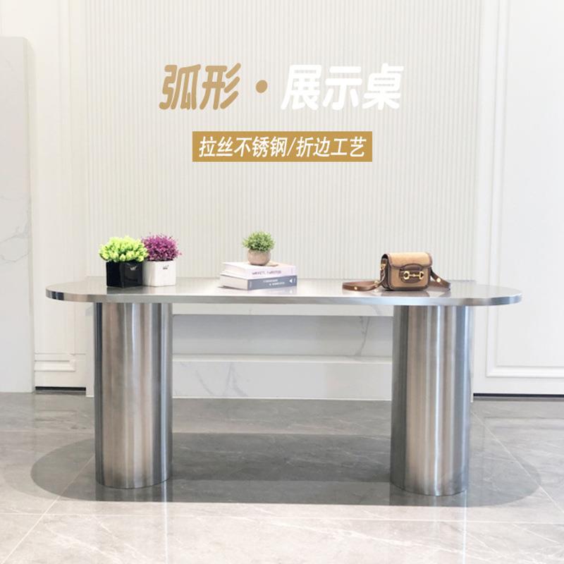 XX354R服装间店中岛展示锈桌工摆业风流水台不钢陈列道具饰品中放