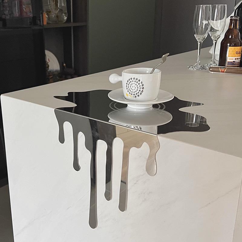低调轻奢不锈钢流体滴立体水摆件样房客厅餐吧台桌M7RE9648桌面装