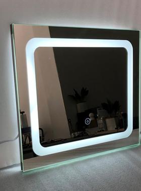 台式藏盖梳妆台镜子可AAQ隐尺寸翻led灯桌面化妆带镜子