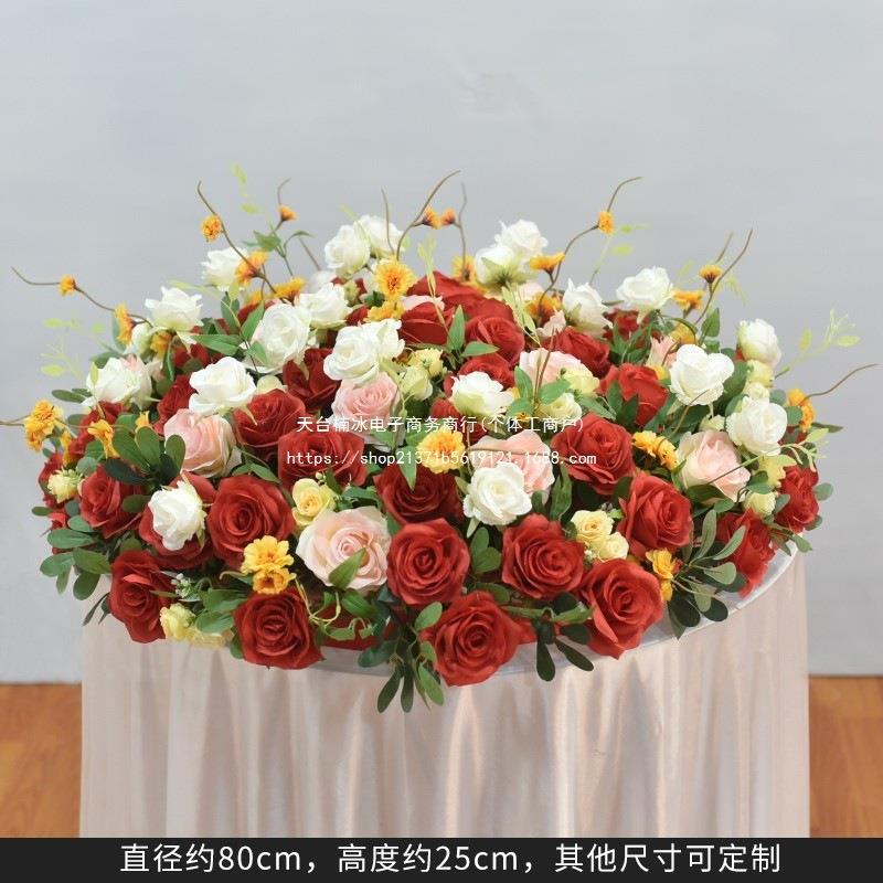 仿YDD酒店圆桌桌花假花真花餐厅宴会桌面装转盘中间饰花艺餐花桌