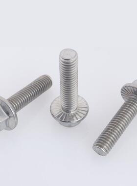 304不锈钢美制外六角法40547兰螺丝防防松滑平脑垫带螺齿螺栓机牙