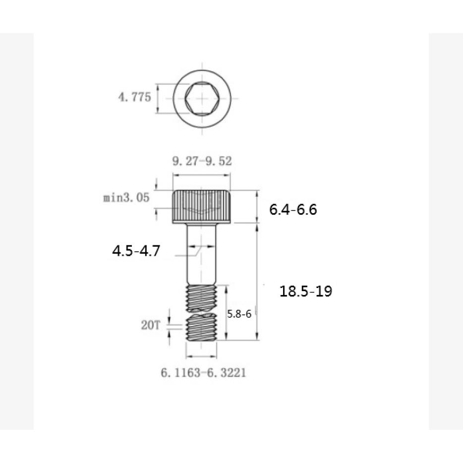 316不锈钢NS1IB8.3SHA美制PBL内六角圆柱螺钉1/4头-20*3/4（牙长6
