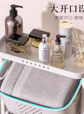 双层脏11640篮室衣服脏衣篓分隔多浴层带轮子收纳篮脏篓衣双层置