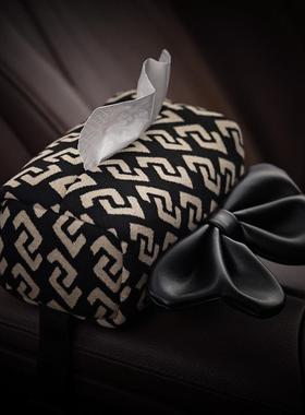 高档汽车巾盒座背挂式蝴蝶结纸抽纸盒创意大实73160用车载装饰椅