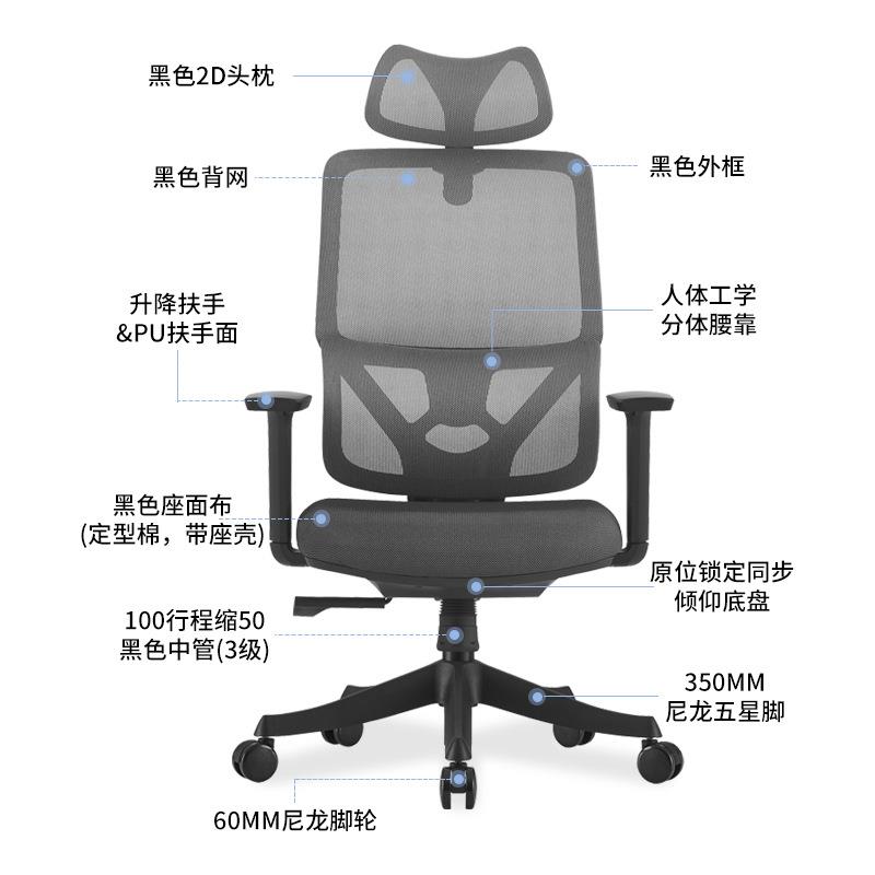 人体工学椅办公室护腰办公椅久坐不累午休椅透气腰托坐垫老板椅子