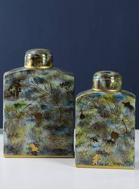 A19161新式陶瓷花瓶储物罐两用唐家现居摆件轻奢中风陶瓷罐代简约