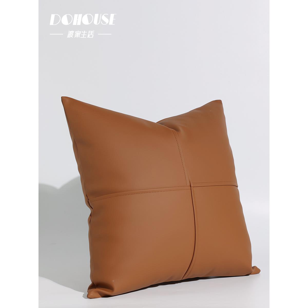 xy设计YJB师焦糖色现代间样板装客厅沙发刺绣腰靠床t上软靠包办公