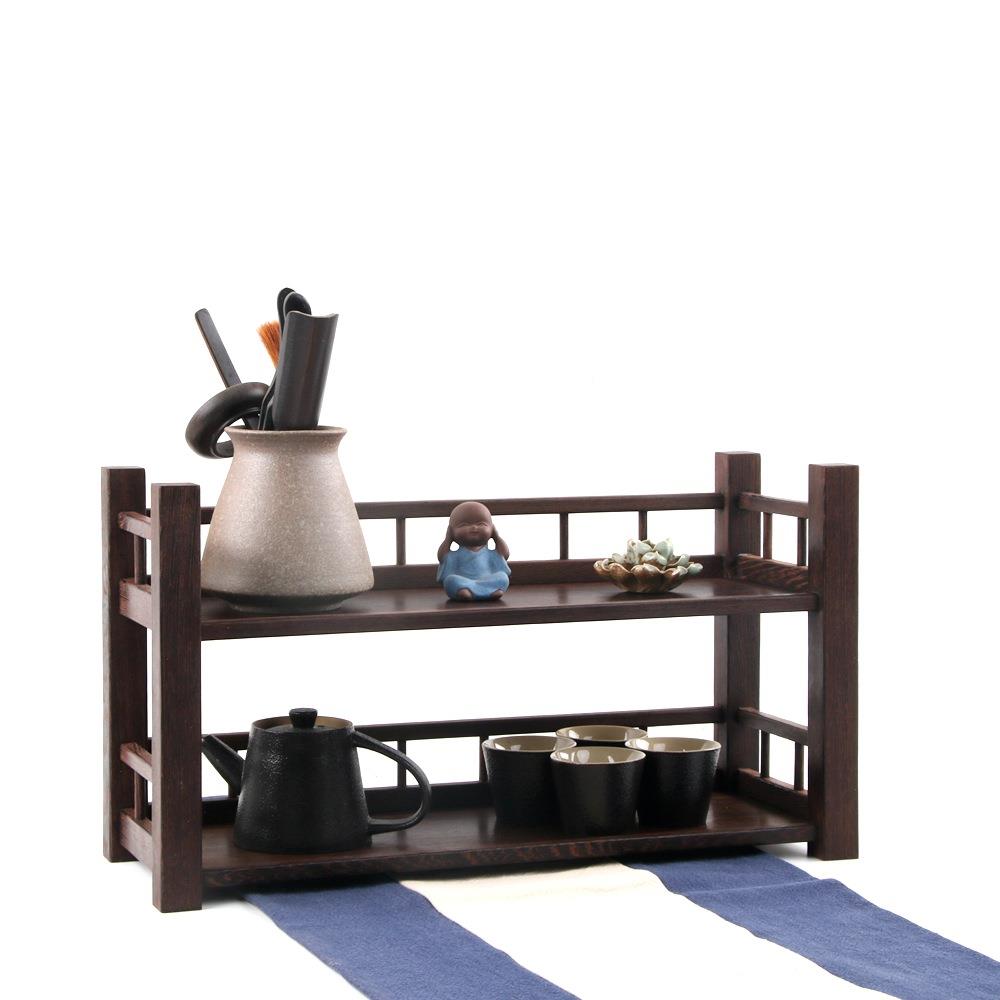鸡翅实13850木小型木博古架中式多宝紫砂壶茶具架子示置物阁架摆