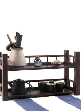 鸡翅实13850木小型木博古架中式多宝紫砂壶茶具架子示置物阁架摆