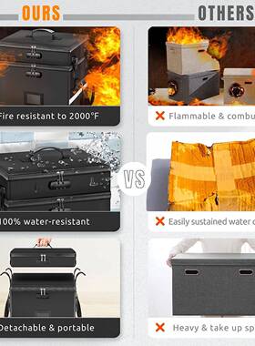 款防火文新件盒带锁层文48978件储物柜双文件袋防水防火收纳