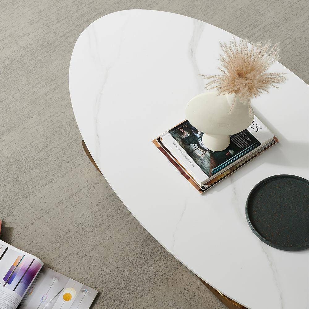 意式轻小奢岩板茶家用户客厅现代简约LBX设计型师高几端椭圆形茶