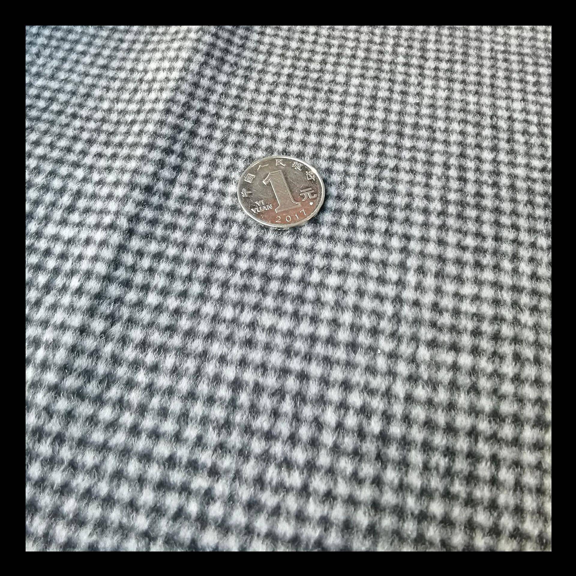 现货优惠双面绒羊黑白小千格毛50043呢粗秋冬鸟男女50毛外套大衣