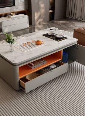 fLE储灰色现代简约茶岩板柜几无品牌/电视柜高挡轻奢方形物大小