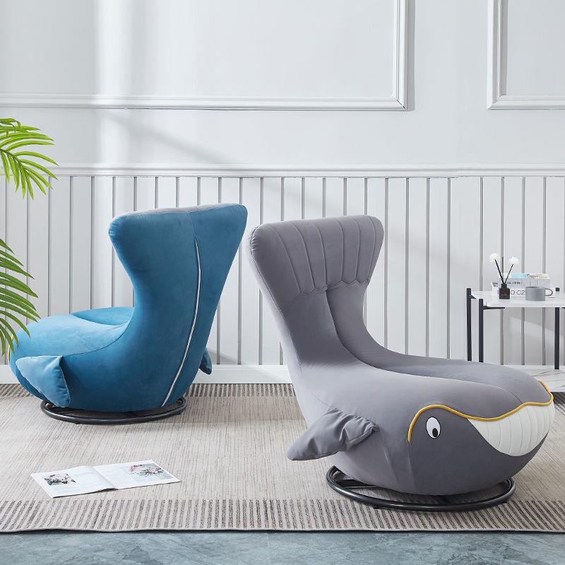 鲸鱼动物网NEU红鱼旋发转沙椅休闲椅鲨椅沙小户型懒人发阳台可爱