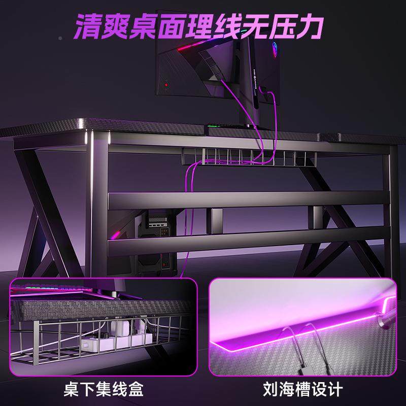 2832实木电脑桌台习式卧室家用易书桌学生学桌碳纤维电简竞桌子作