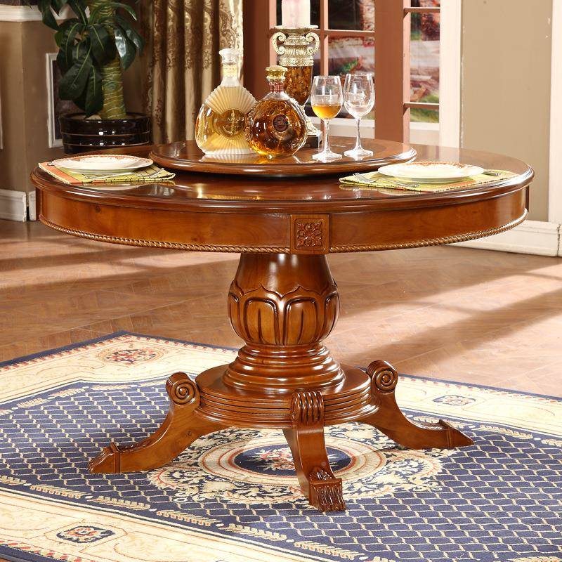 圆.桌欧式实木圆餐桌椅组合TB539572式美形餐桌小户型餐桌1圆.2米