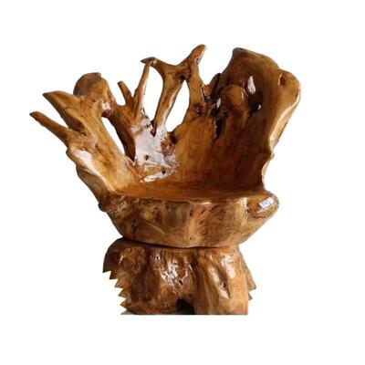 原木根主雕靠背椅31025木头凳大板茶茶几人椅实木桌子树根杉木转