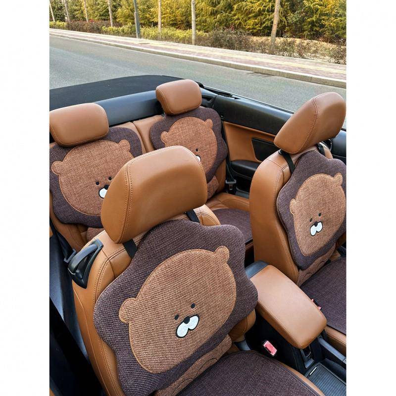 FK汽座垫四季f8bC5tJz通i用亚麻布车垫棉麻座椅车垫夏季凉垫女艺