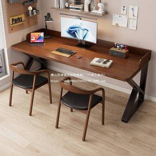 实木板双人电大桌脑客厅卧家用办公桌大室长书桌工作台两人电9766