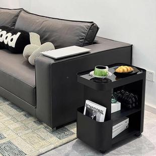 黑色沙发可边22291几移动小茶几客厅轻小推车铁艺璃带轮玻床奢头