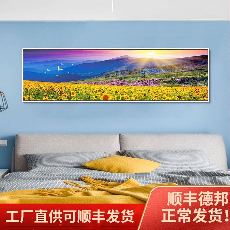 现代简约床80793837头向日卧装饰画温壁馨酒店房间画客厅横版日室