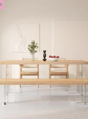 力亚克悬浮餐桌家用简约长组现56221代实木方形桌椅合餐厅餐桌