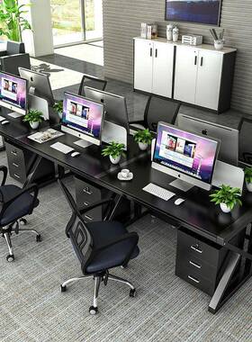 简现代职桌员作办公桌四人位办公室椅工组66363合隔断卡约座公司