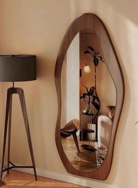 黑胡桃木穿衣镜异形墙大镜子挂全LCH身镜壁服装挂店穿衣镜可试衣