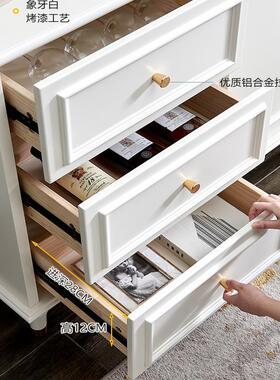 美式实木餐边柜全实木法式白色烤漆轻厅餐厅IGL半高矮奢物置客茶