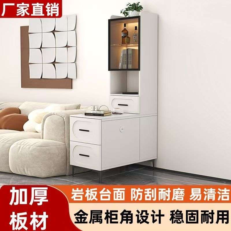 岩板沙发边柜收纳柜客厅家用多功能储物柜现代简约网红小茶几边几