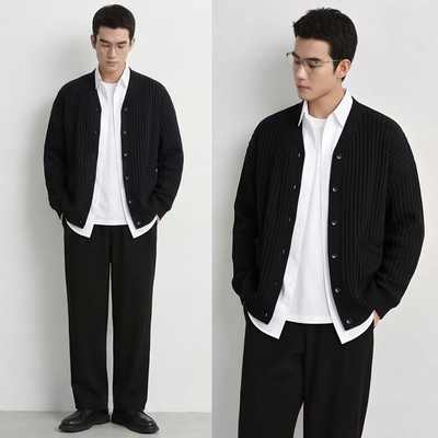 男装  法式巴素兰羊毛针织开衫  0530  314