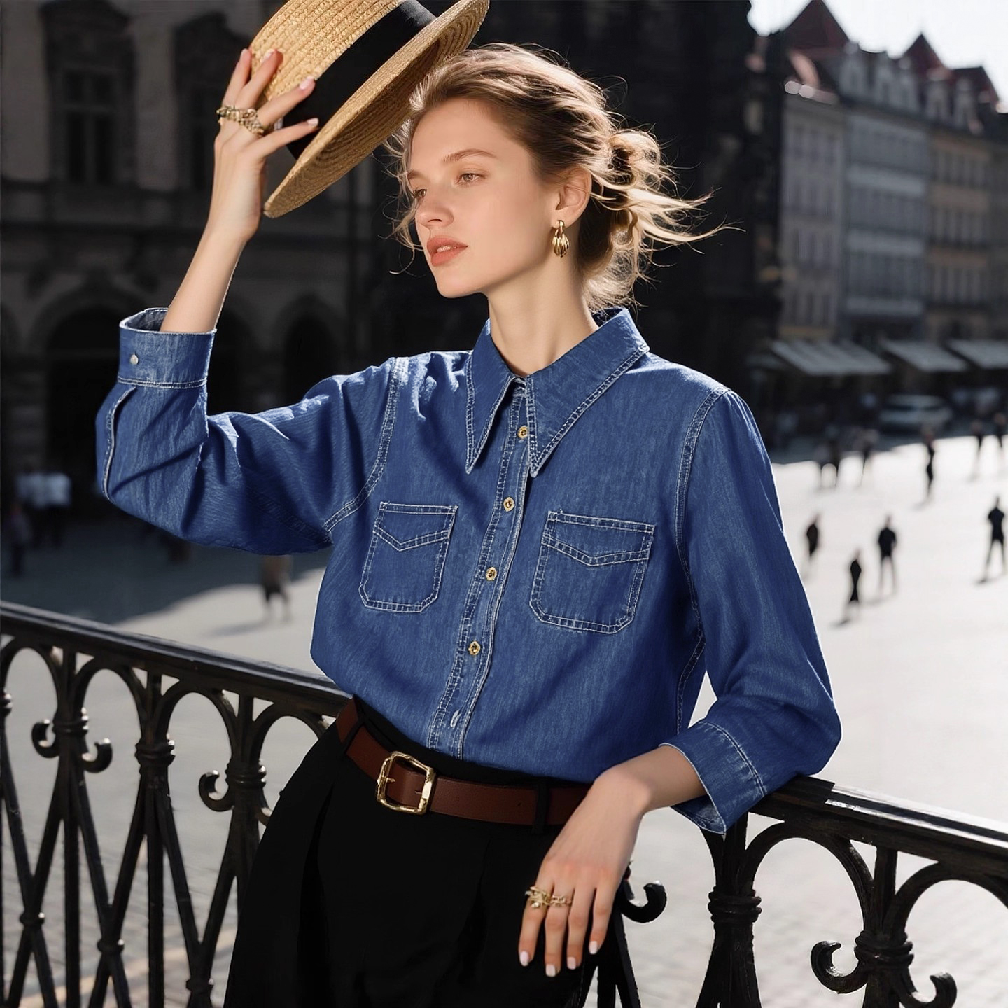 柔软舒适  尖尖领牛仔衬衫【NO退NO换】  91992   1022