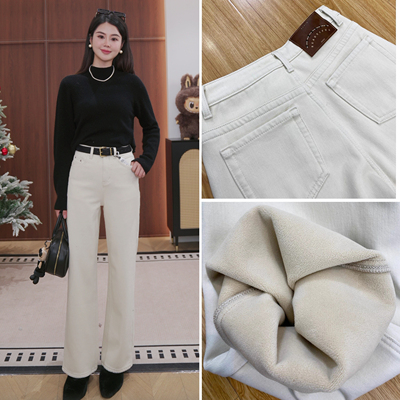 泫雅工厂货  四面弹奥利绒窄版直筒牛仔裤  96513 1227