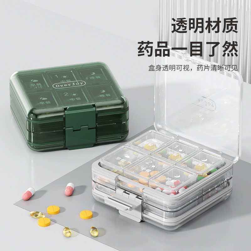 便携式一日三餐透明大容量药盒