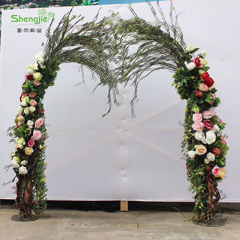 厂家仿真玫瑰花拱门室内外场地布置庆祝道具假花藤条花门来图制作