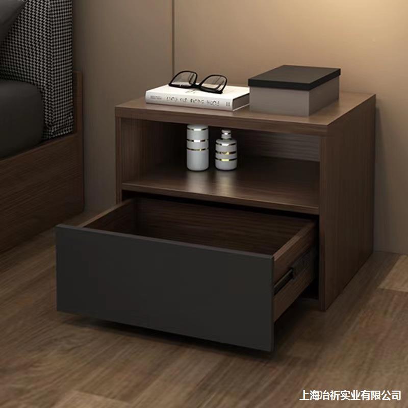 收纳性户实木卧室约户型床头个胡桃桃木床头柜现代柜拼灰63色简小
