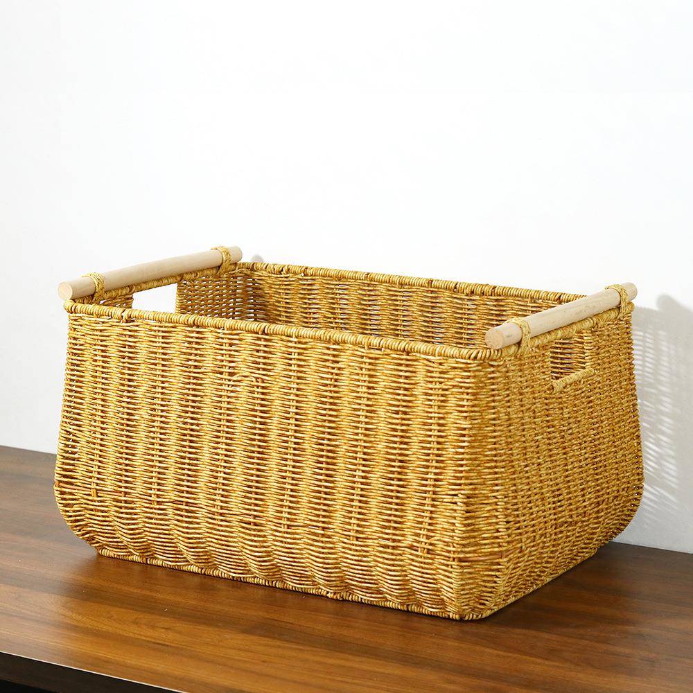 图纳新款P纳P仿藤编织筐手A069工编织l篮卧室客厅置凰物藤编收篮