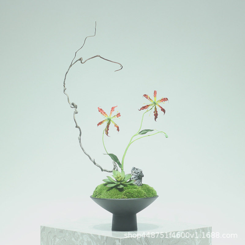 中式日式假花插花艺仿真绿植苔藓盆景茶室茶几空间民宿样板间摆件