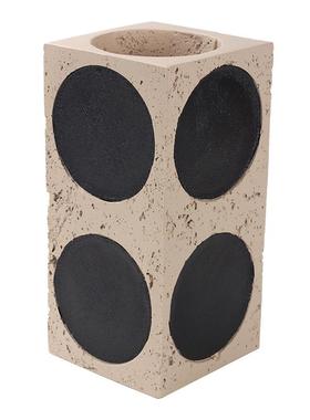 方形大圆点复古花瓶样板房客厅插干花侘寂风装饰花器艺术摆件饰品