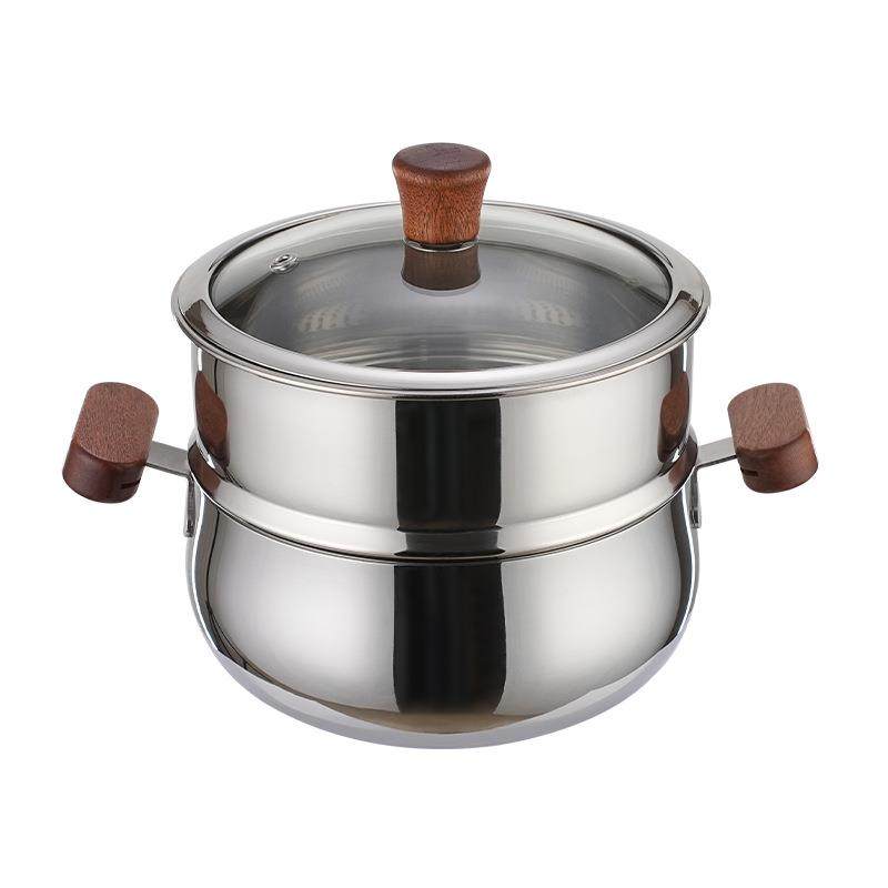 304不锈钢蒸锅316厨房上蒸下煮蒸锅家用双耳汤锅宝宝辅食小奶锅