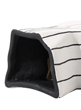 现代极简手绘线条白色树脂小花器样板间餐边柜茶几装饰花瓶摆设