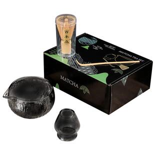 日式玻璃抹茶茶具套装搭配彩盒茶筅抹茶碗茶筅立百本立茶拨