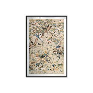 百鸟图新中式中古风装饰画客厅玄关挂画落地画法式餐厅卧室版画