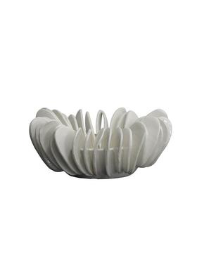 现代简约白色树脂拼接果盘托盘摆件软装家居客厅桌面侘寂风装饰品